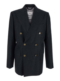 VIVIENNE WESTWOOD Vivienne Westwood Men Grey Double-Breasted Jacket With Wide Peak Lapels In Wool Man