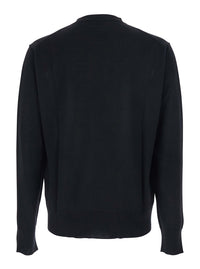 Vivienne Westwood Men Black Crew Necksweater With Orb Logo Embroidered On The Front In Wool Blend Man