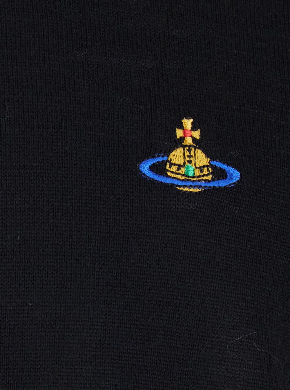 Vivienne Westwood Men Black Crew Necksweater With Orb Logo Embroidered On The Front In Wool Blend Man