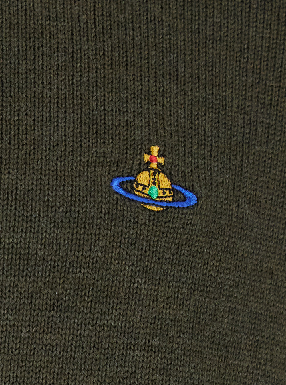 Vivienne Westwood Men Green Crew Neck Sweater With Orb Logo Embroidered On The Front In Wool Blend Man