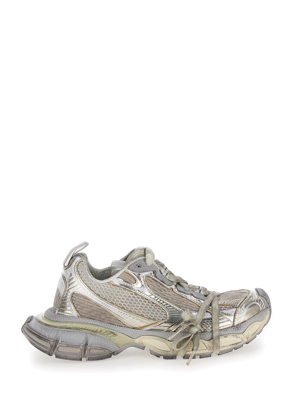 Balenciaga Women '3Xl' Metallic Low Top Sneakers With Logo Detail In Tech Fabric Woman