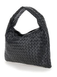 Bottega Veneta Women Black Shoulder Bag 'Hop Piccola' With Intreccio Motif In Leather For Women