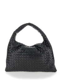 Bottega Veneta Women Black Shoulder Bag 'Hop Piccola' With Intreccio Motif In Leather For Women
