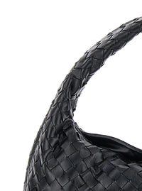 Bottega Veneta Women Black Shoulder Bag 'Hop Piccola' With Intreccio Motif In Leather For Women