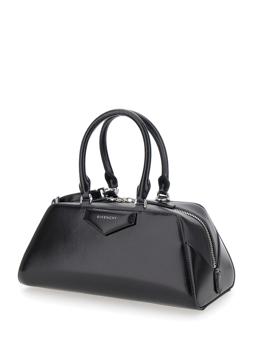 Givenchy Women Black Small 'Antigona East West' Handbag With Adjustable And Removable Shoulder Strap And Lettering Logo On The Front In Leather For Women