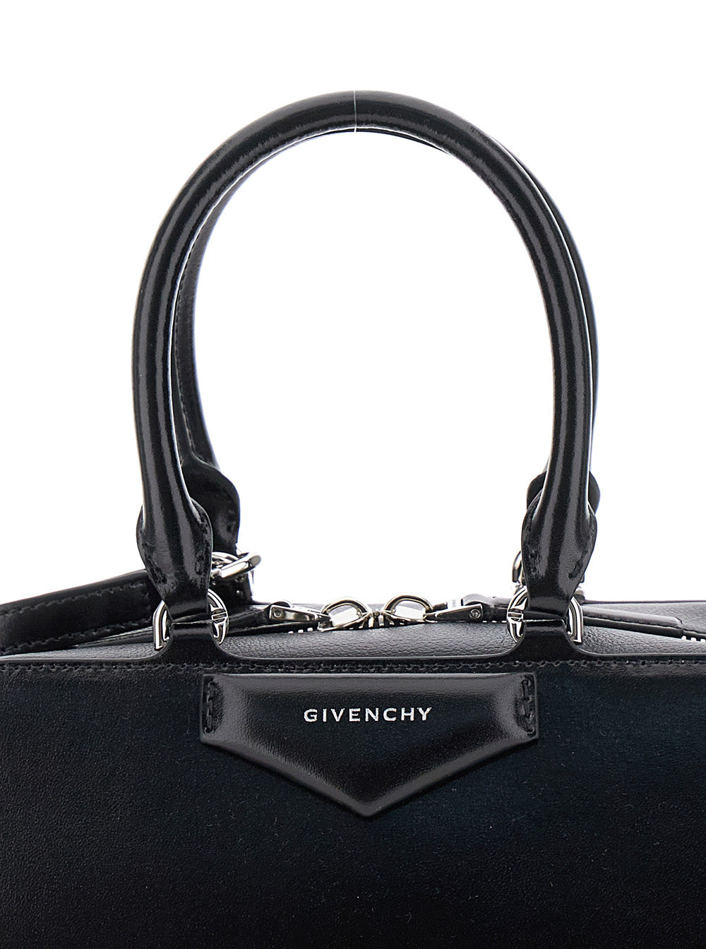 Givenchy Women Black Small 'Antigona East West' Handbag With Adjustable And Removable Shoulder Strap And Lettering Logo On The Front In Leather For Women