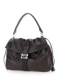 Fendi Men 'Mama Baguette Large' Brown Shoulder Bag With Ff Closure On The Front In Leather Man