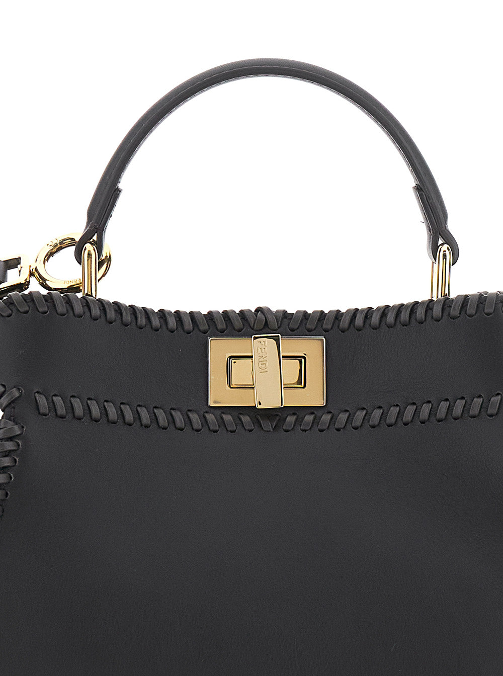 Fendi Women 'Mini Peekaboo' Black Handbag With Twist Lock In Leather Woman