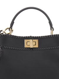 Fendi Women 'Mini Peekaboo' Black Handbag With Twist Lock In Leather Woman