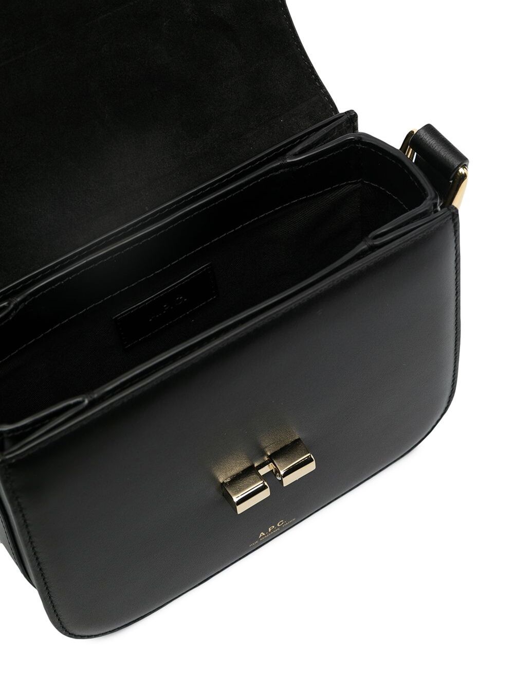 A.P.C. A.P.C. Women 'Grace' Black Mini Crossbody Bag With Adjustable Strap And Logo Lettering Imprinted On The Front In Leather For Women