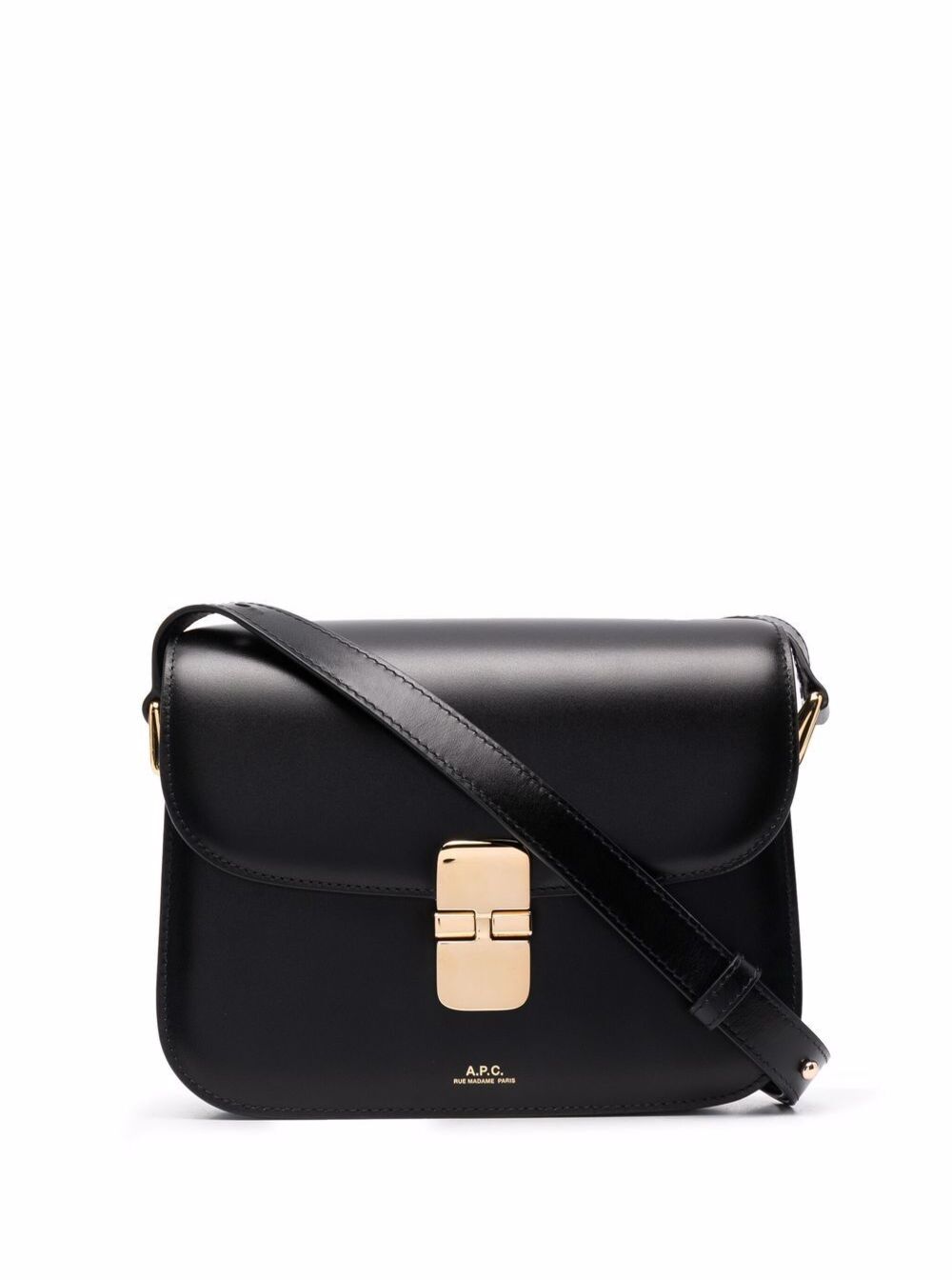 A.P.C. A.P.C. Women 'Grace' Black Small Crossbody Bag With Adjustable Strap And Logo Lettering Imprinted On The Front In Leather For Women