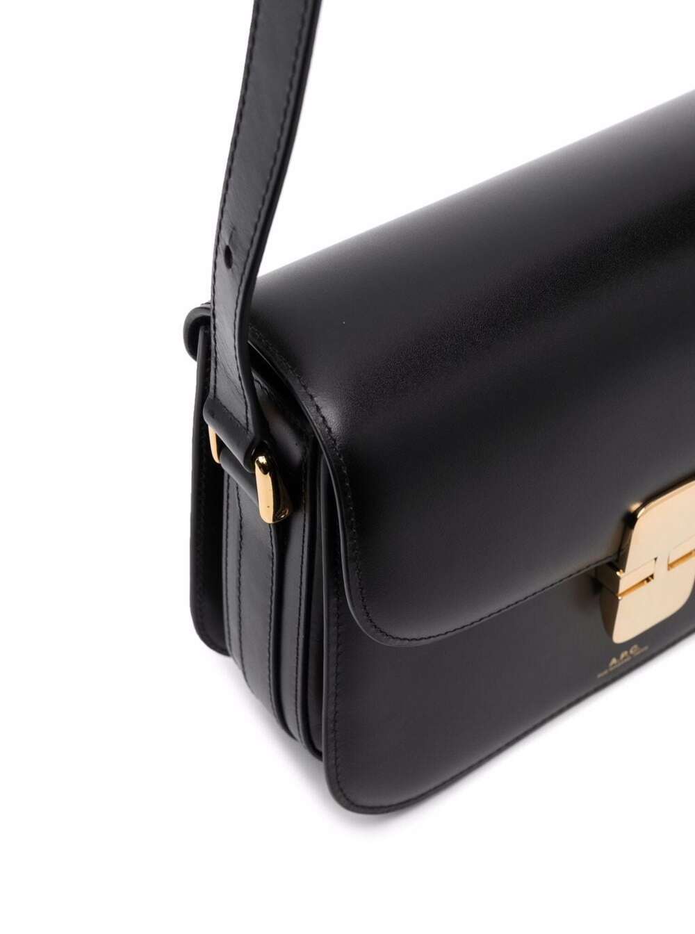 A.P.C. A.P.C. Women 'Grace' Black Small Crossbody Bag With Adjustable Strap And Logo Lettering Imprinted On The Front In Leather For Women