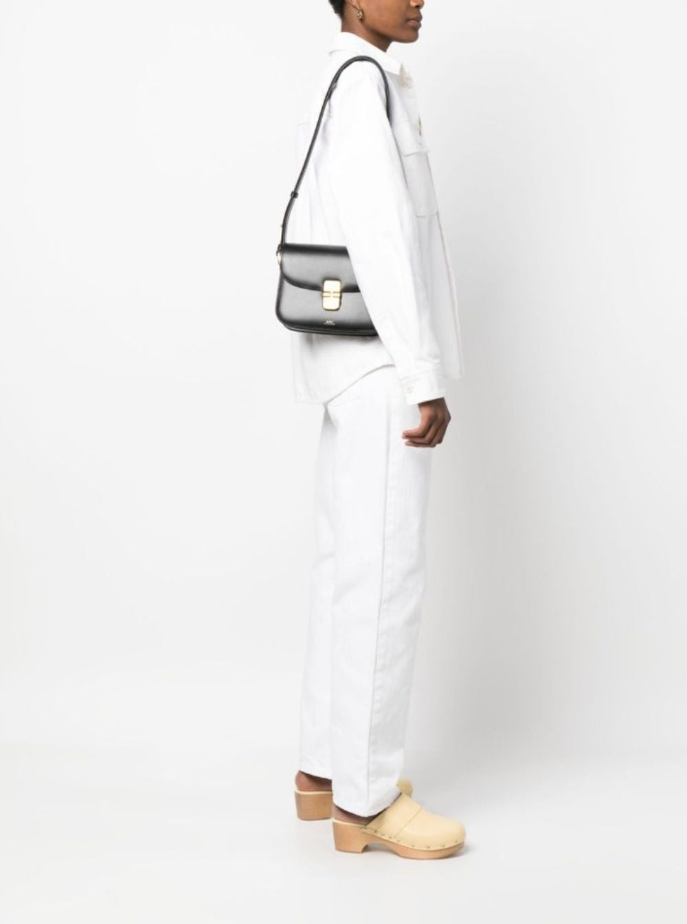 A.P.C. A.P.C. Women 'Grace' Black Small Crossbody Bag With Adjustable Strap And Logo Lettering Imprinted On The Front In Leather For Women