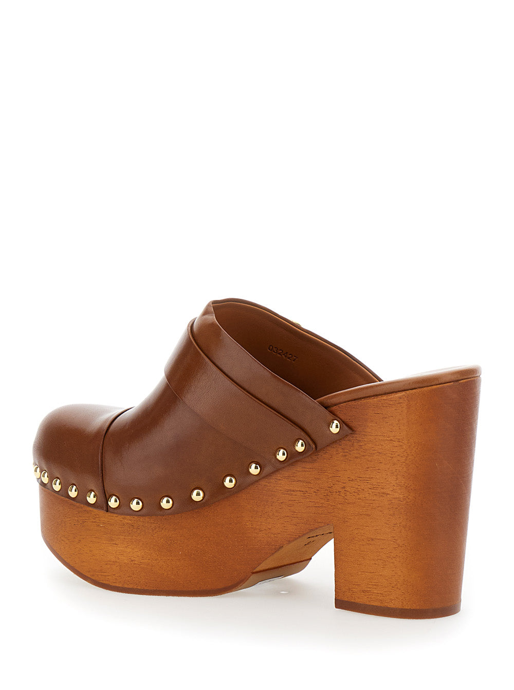 CHLOÉ Chloé Women Brown 'Jeanette' Wedge Clogs In Leather And Wood For Women