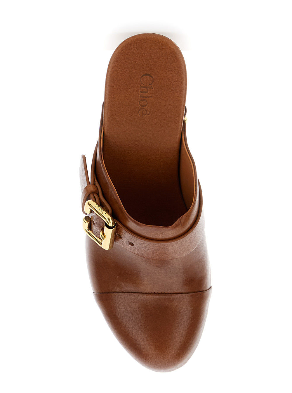CHLOÉ Chloé Women Brown 'Jeanette' Wedge Clogs In Leather And Wood For Women
