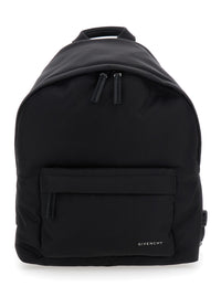 Givenchy Men Black Backpack With Adjustable Straps And Logo On The Front In Tech Fabric For Men