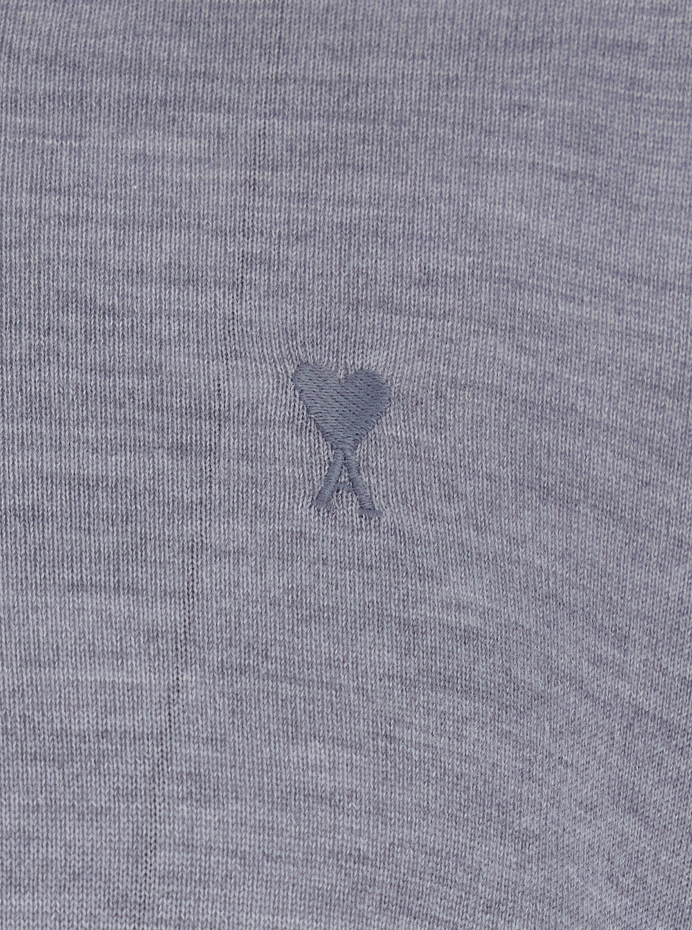 Ami Paris Men Grey Polo Shirt With Classic Collar And Adc Embroidery On The Front In Wool And Silk Blend Man