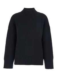 Leplain Women Black Turtleneck Sweater With Dropped Shoulder In Cashmere Woman