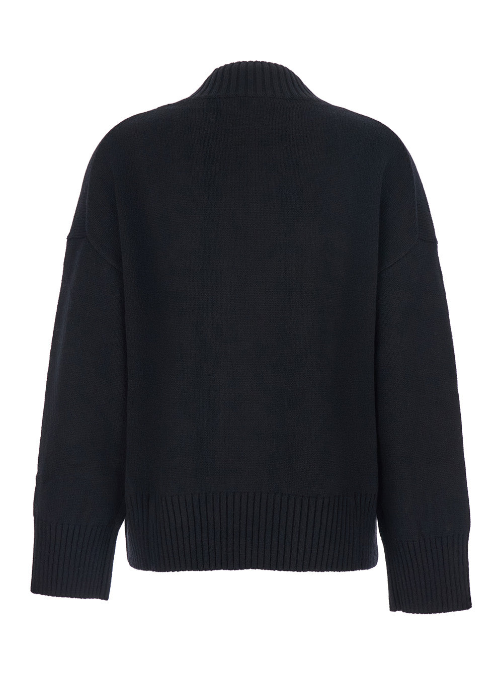 Leplain Women Black Turtleneck Sweater With Dropped Shoulder In Cashmere Woman