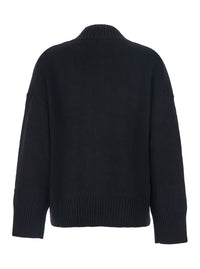 Leplain Women Black Turtleneck Sweater With Dropped Shoulder In Cashmere Woman