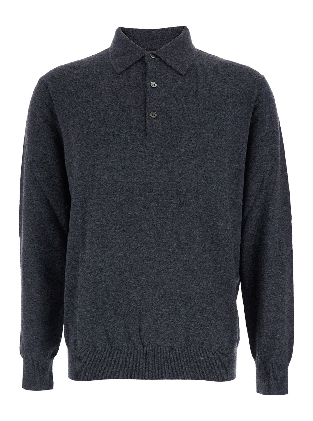 Leplain Men Grey Sweater With Polo Shirt Style Collar And Long Sleeves In Wool Blend Man