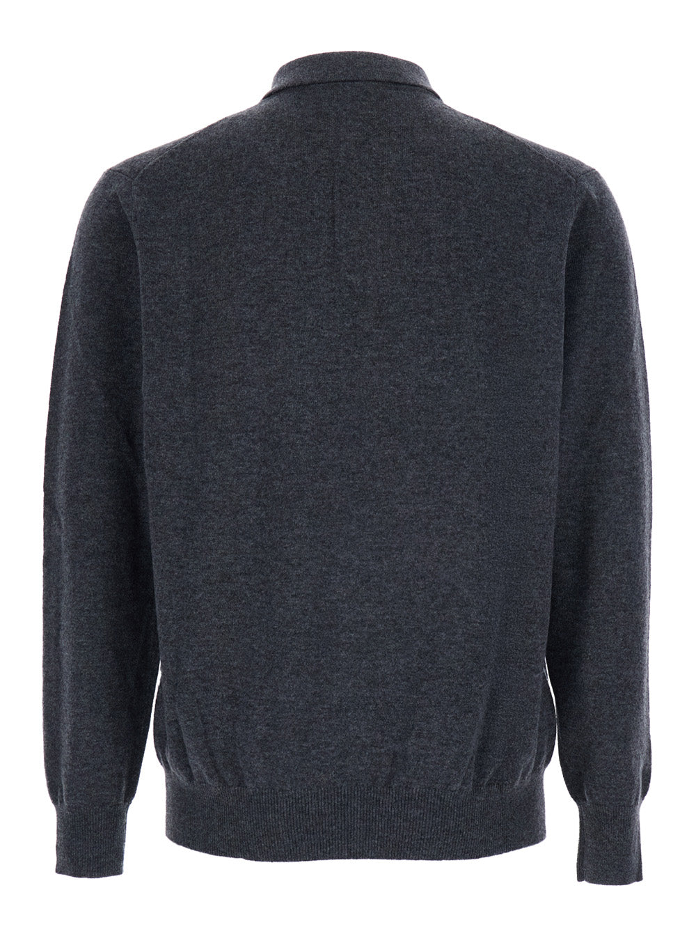 Leplain Men Grey Sweater With Polo Shirt Style Collar And Long Sleeves In Wool Blend Man