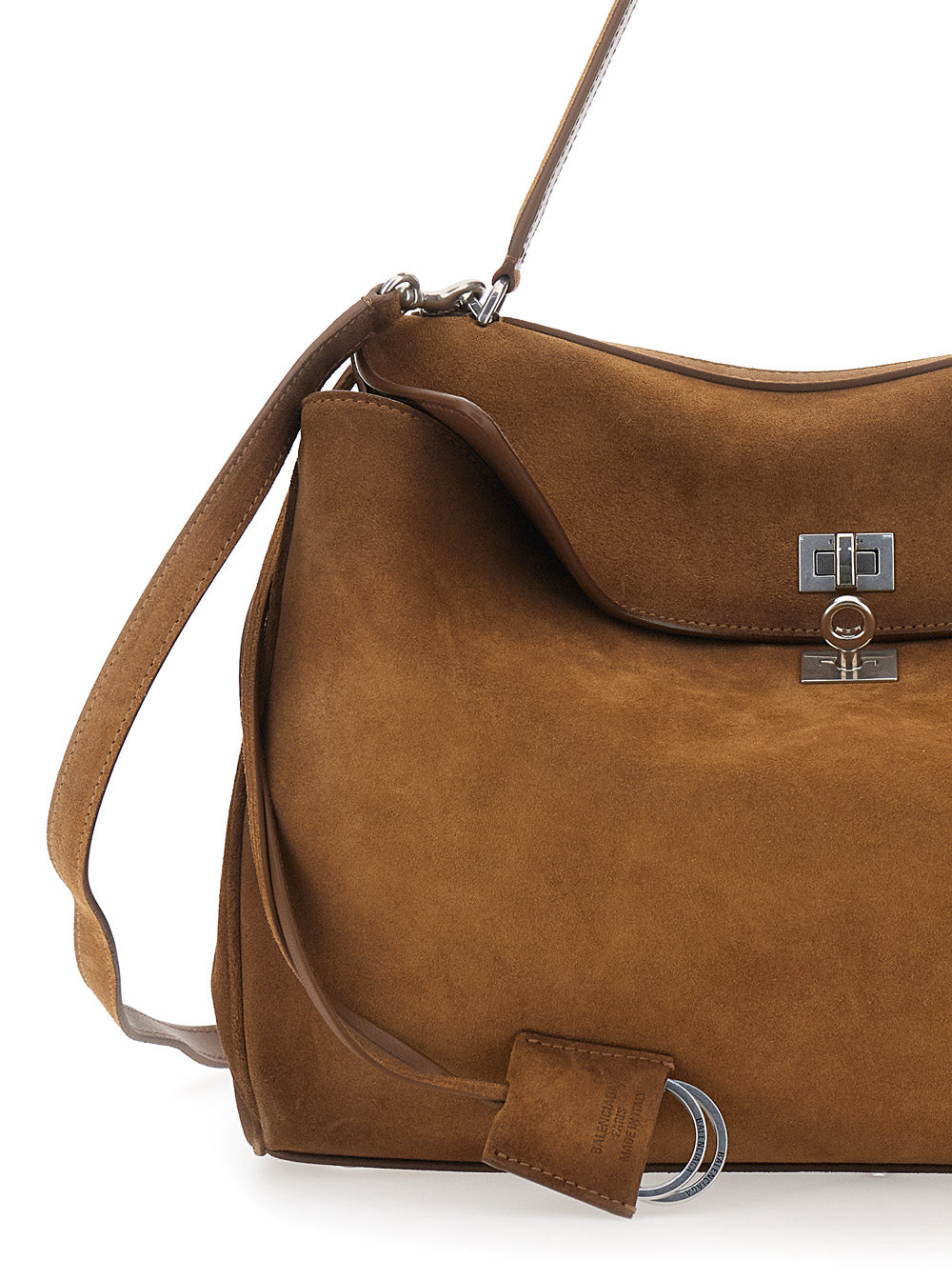 Balenciaga Women Shoulder Bag 'Rodeo Media' With Removable Strap In Brown Suede For Women