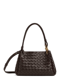 Bottega Veneta Women 'Parachutte' Brown Shoulder Bag With Knot Detail And Intreccio Motif In Leather For Women