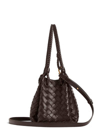 Bottega Veneta Women 'Parachutte' Brown Shoulder Bag With Knot Detail And Intreccio Motif In Leather For Women