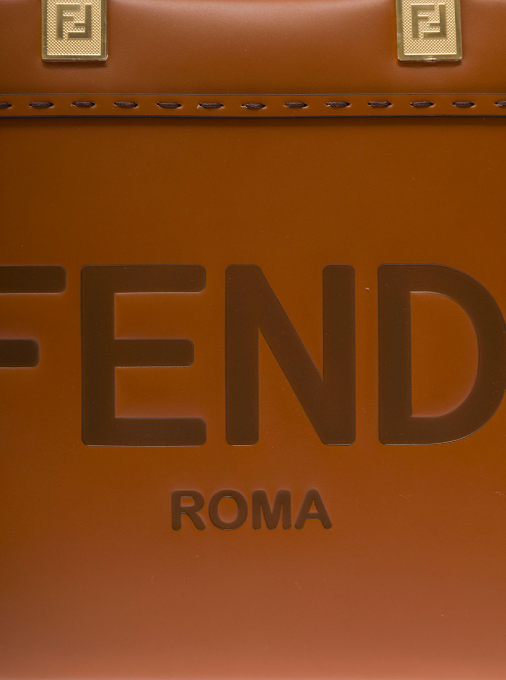 Fendi Women Tote Bag 'Sunshine Piccola' With Embossed Logo And Turtle Effect Handle In Brown Leather For Women