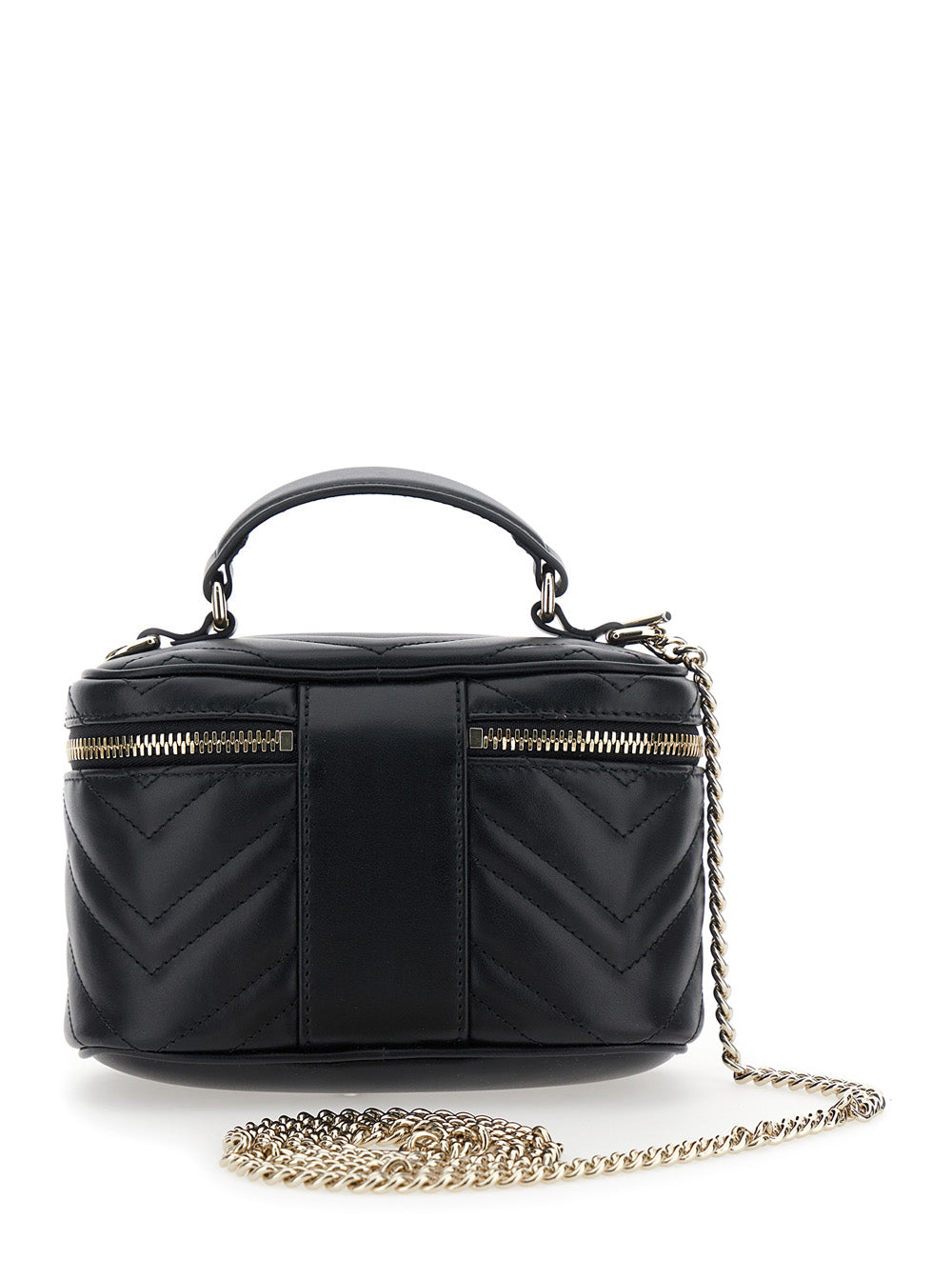 Gucci Women Handbag 'Gucci' With Chain Strap And Gg Plaque On Front In Black Leather For Women
