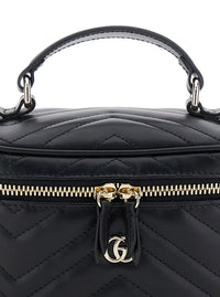 Gucci Women Handbag 'Gucci' With Chain Strap And Gg Plaque On Front In Black Leather For Women
