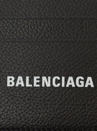 Balenciaga Men Cardholder With Contrasting Logo Lettering In Black Leather Men