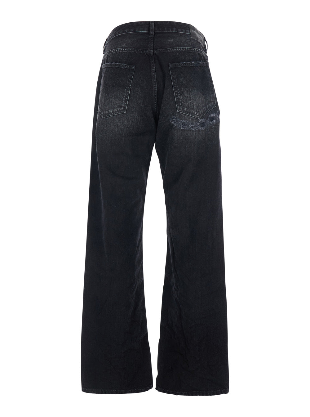 Balenciaga Men Black Jeans With Belt Loops And Distressed Design In Denim Man