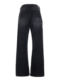 Balenciaga Men Black Jeans With Belt Loops And Distressed Design In Denim Man