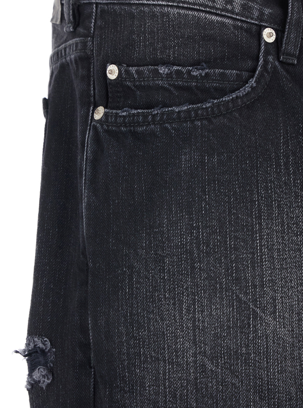 Balenciaga Men Black Jeans With Belt Loops And Distressed Design In Denim Man