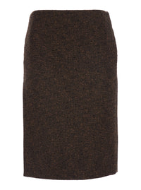 Gucci Women Brown Skirt With Side-Closure In Buttoned Wool Woman