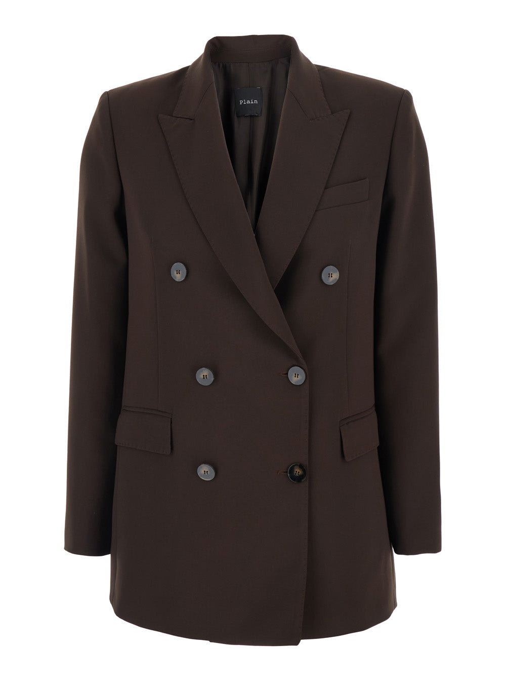 Leplain Women Brown Double-Breasted Jacket With Peak Revers In Wool Blend Woman