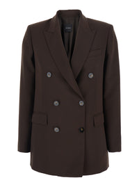 Leplain Women Brown Double-Breasted Jacket With Peak Revers In Wool Blend Woman