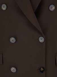 Leplain Women Brown Double-Breasted Jacket With Peak Revers In Wool Blend Woman
