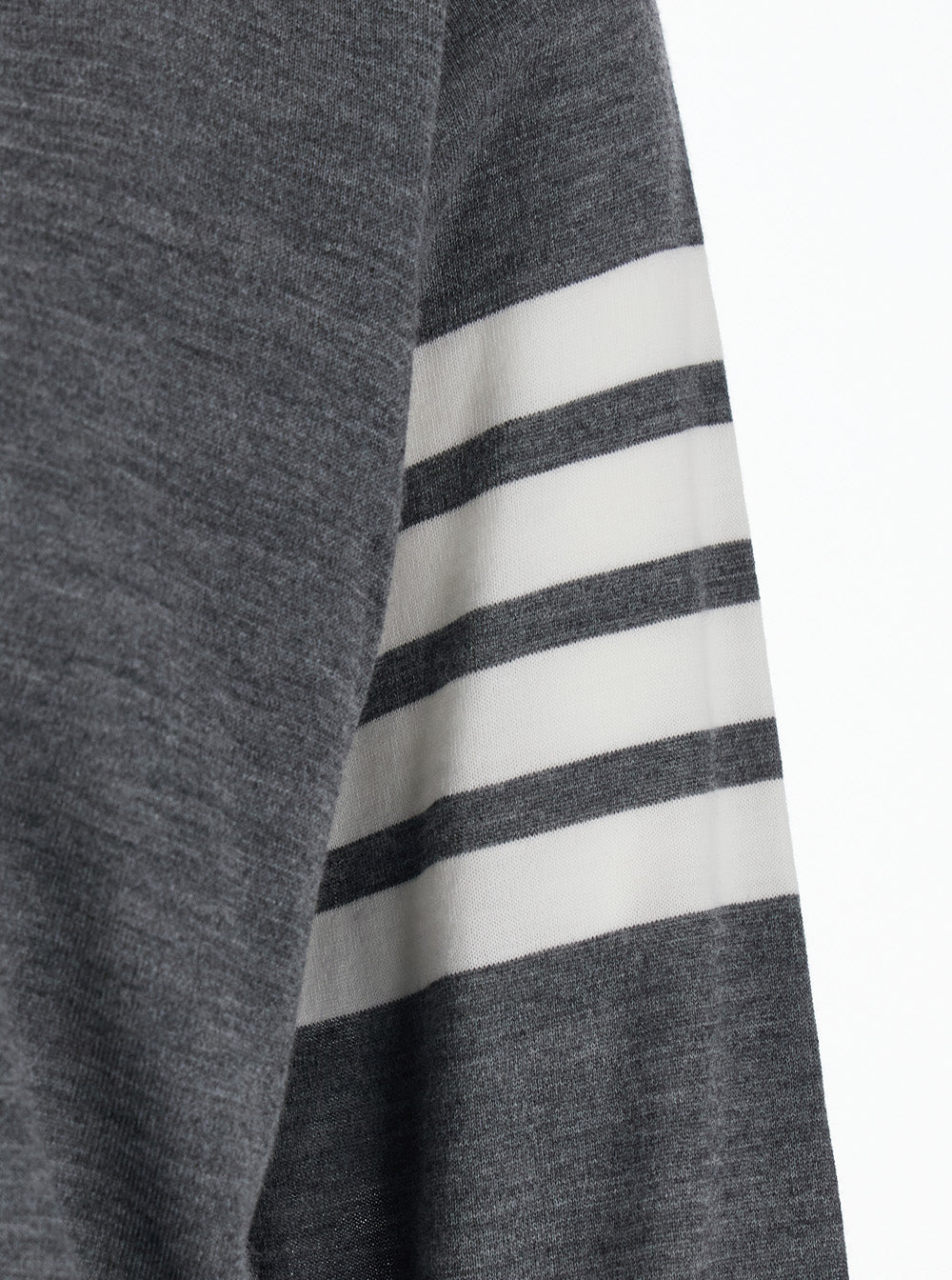 Thom Browne Men Grey Crew Neck Sweater With 4-Bar Detail In Virgin Wool For Men