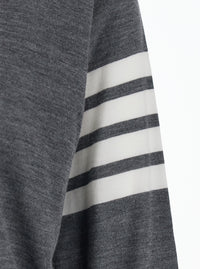 Thom Browne Men Grey Crew Neck Sweater With 4-Bar Detail In Virgin Wool For Men