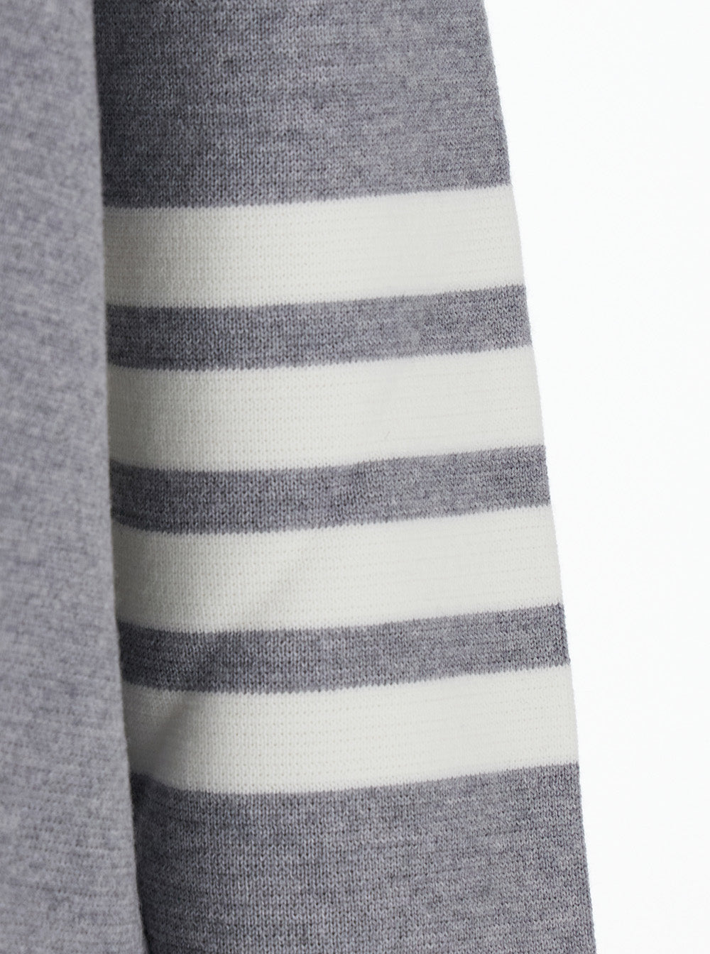 Thom Browne Men Gray Cardigan With V-Neck And Striped Detail On Sleeve In Wool For Men