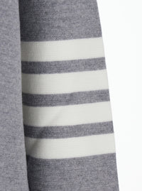 Thom Browne Men Gray Cardigan With V-Neck And Striped Detail On Sleeve In Wool For Men