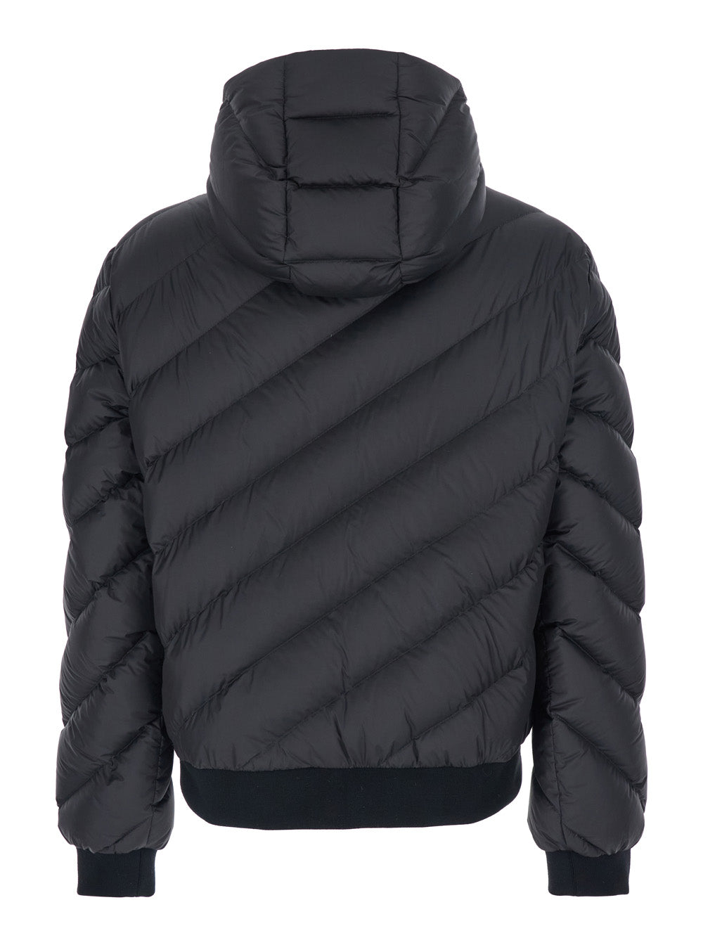 Fendi Men Reversible Puffer Jacket With Hood And Logo Patch On Front In Black Tech Fabric For Men