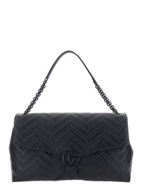 Gucci Women Black Crossbody Bag With Sliding Chain Strap And Gg Closure On Front In Leather For Women