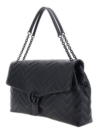 Gucci Women Black Crossbody Bag With Sliding Chain Strap And Gg Closure On Front In Leather For Women