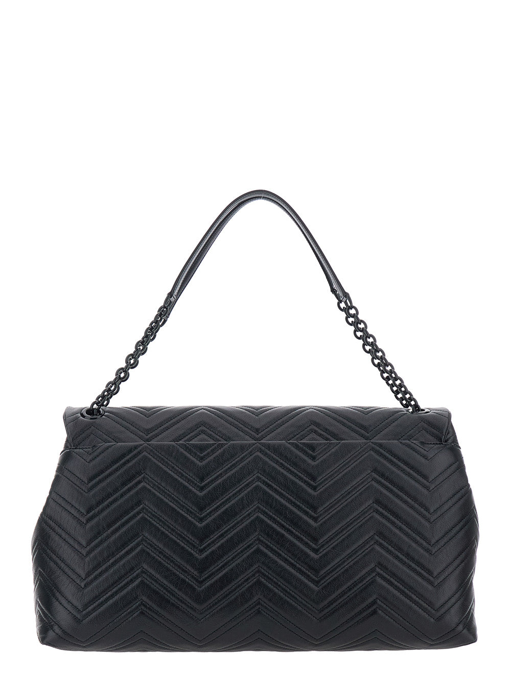 Gucci Women Black Crossbody Bag With Sliding Chain Strap And Gg Closure On Front In Leather For Women