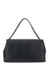 Gucci Women Black Crossbody Bag With Sliding Chain Strap And Gg Closure On Front In Leather For Women