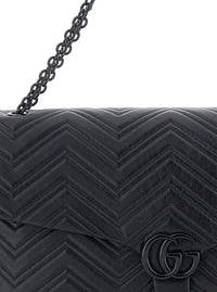 Gucci Women Black Crossbody Bag With Sliding Chain Strap And Gg Closure On Front In Leather For Women